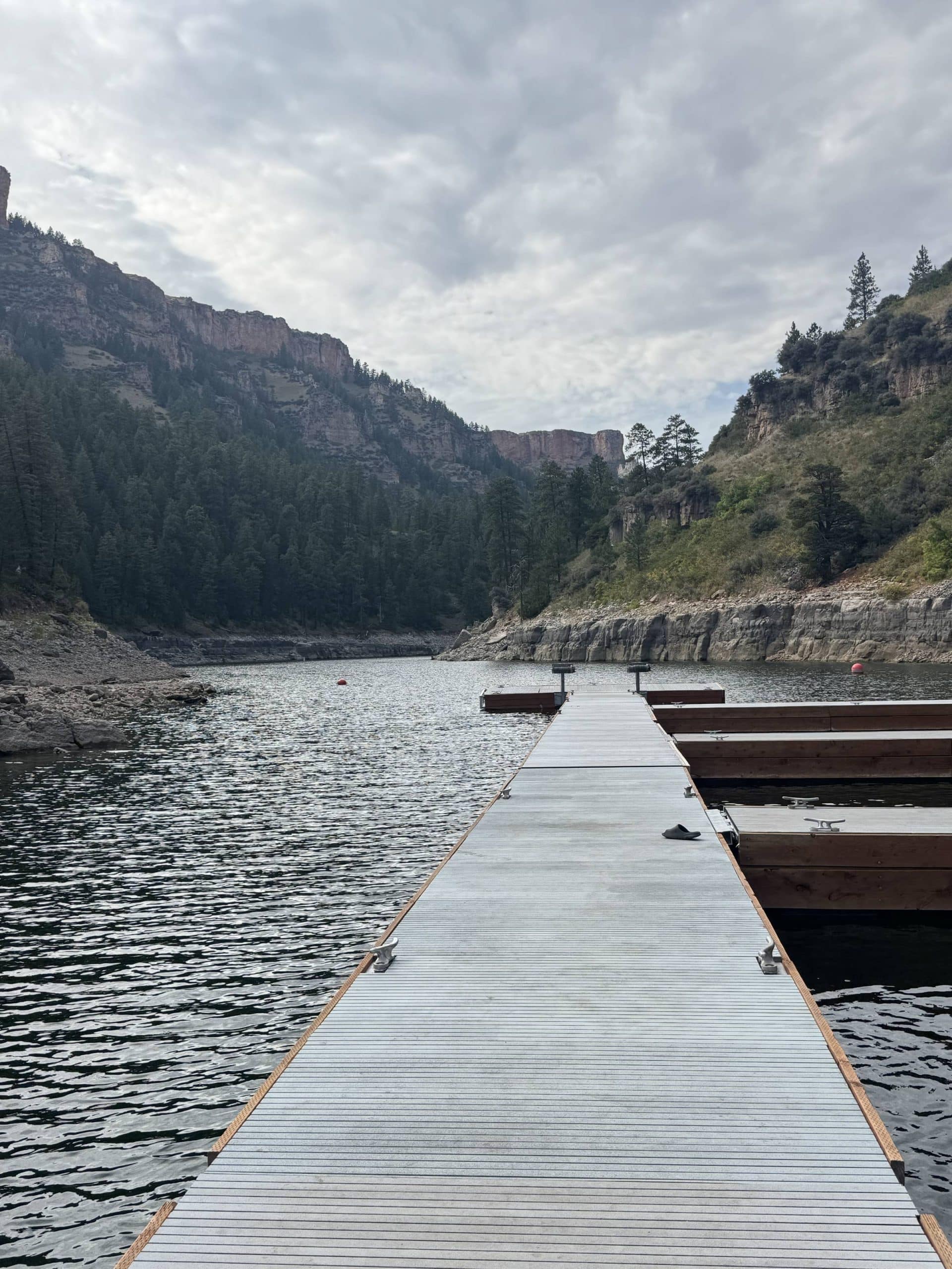View of dock across the bighorn canyon national recreation area